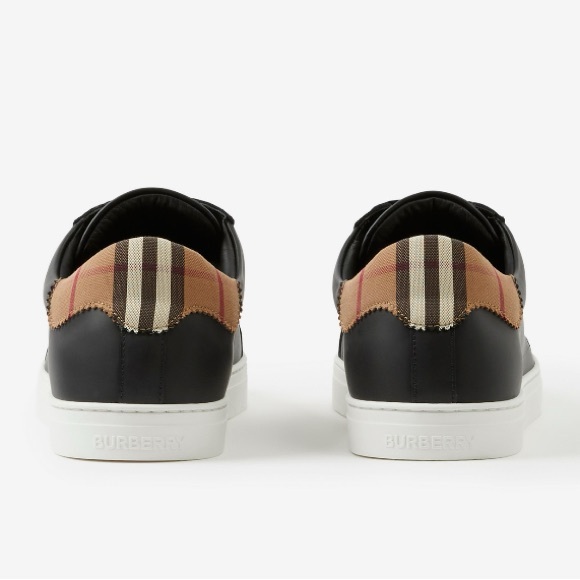 Burberry Leather Suede and Vintage Check Cotton Sneakers Size 48 - Picture 4 of 16